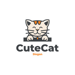 cute cat modern fun logo vector