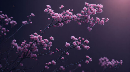  pink sakura flowers in full bloom and beautiful butterflies fluttering around generative AI