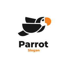 Parrot bird modern fun line logo vector