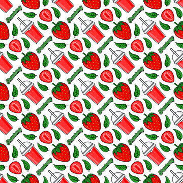 Strawberry fruit seamless pattern background design