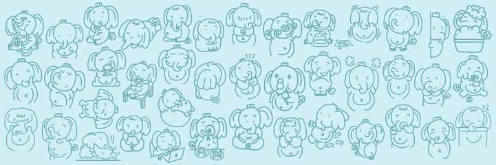 Obraz premium Cute Little Elephant's Busy Day.