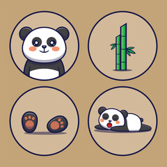cute panda animal icon collection cartoon vector illustration