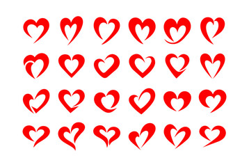 Simple swoosh line love heart icon logo design bundle