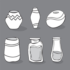 A vase for flowers. Black and white. Illustration of a vase for interior decoration