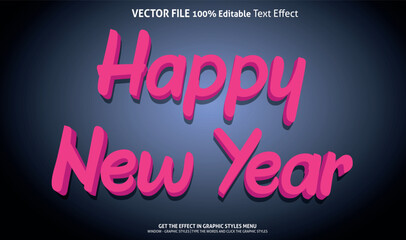 Happy New Year 3d text effect and editable text effect
