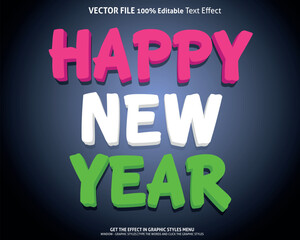 Happy New Year 3d text effect and editable text effect
