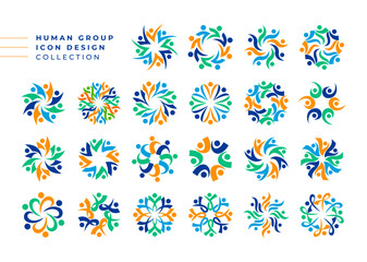 Collection of abstract connection human group logo icon design