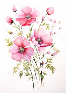 pink flowers painted anemones natural forms hand drawing arches poppy resin
