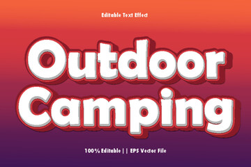 Outdoor Camping Editable Text 3D Effect Emboss Style