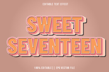 Sweet Seventeen Editable Text Effect 3D Emboss Style