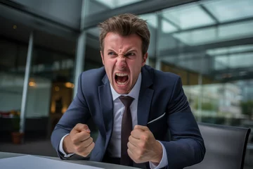 Fotobehang a frustrated business man yelling © Kien