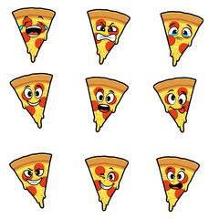 pizza cute cartoon vector expression