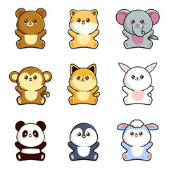 Set of Cute Animals on a white background
