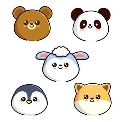 Set of Cute Animals on a white background