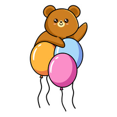 Cute little dog with figure one, blue balloon and bow tie