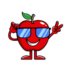 apple cool eyeglass cartoon vector
