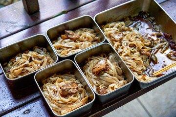 Delicious sweet and sour barbecued pork noodles