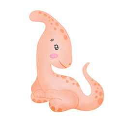 Watercolor illustration set of colorful dinosaurs