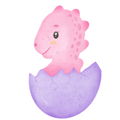 Watercolor illustration set of colorful dinosaurs