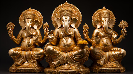 Fototapeta na wymiar golden Ganesha statue isolated, Lord Ganesha Statue, 