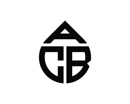 Water drop shape ACB letter logo design. ACB drop logo simple design.