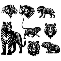 Fototapeta na wymiar Tiger Logo Concept vector illustration a set of group, Tiger Vector Illustration, Tiger Icon vector 