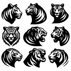 Tiger Logo Concept vector illustration a set of group, Tiger Vector Illustration, Tiger Icon vector 