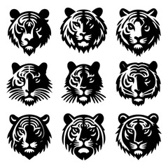 Tiger Logo Concept vector illustration a set of group, Tiger Vector Illustration, Tiger Icon vector 