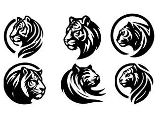 Tiger Logo Concept vector illustration a set of group, Tiger Vector Illustration, Tiger Icon vector 