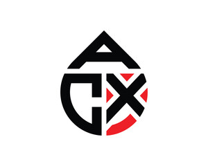 Water drop shape ACX letter logo design. ACX drop logo simple design.