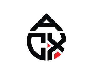 Water drop shape ACX letter logo design. ACX drop logo simple design.