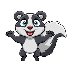 Cute skunk cartoon on white background