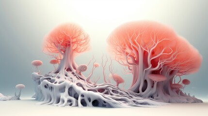 Fantastic alien fantasy with the theme of coral formations. AI Generation 