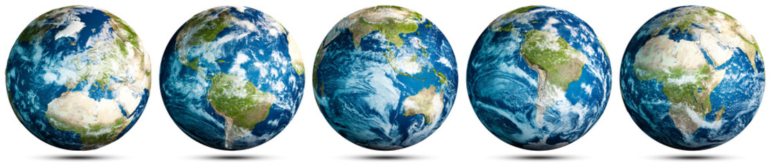 World globe planet Earth map sphere set - obrazy, fototapety, plakaty