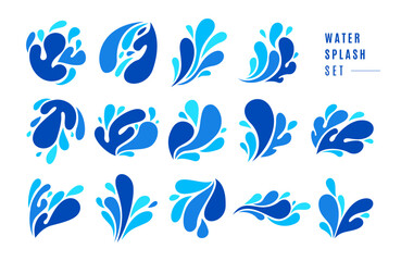 Fototapeta na wymiar Colorful abstract fluid water drop splash logo icon design set
