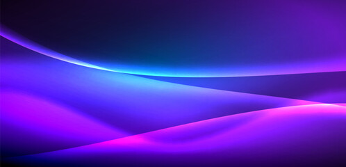 Dynamic waves in ethereal glow of neon lights. Concept merges fluidity of motion with vibrant allure of neon, crafting entrancing backdrop that embodies both vitality and futuristic sophistication