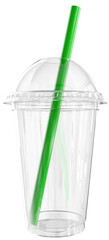 3D Empty Disposable Plastic Cup With Domed Lid And Straw