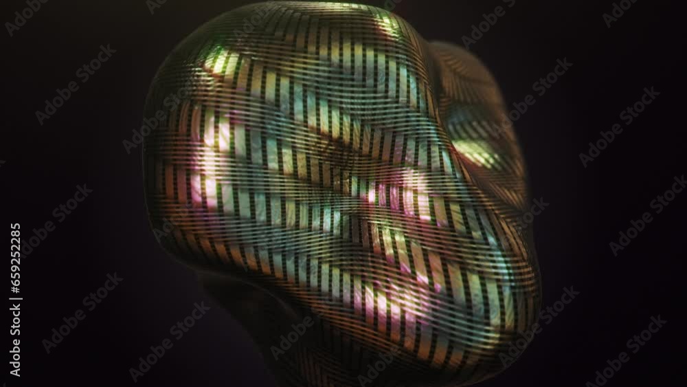 Poster morphing blob animation of golden sphere. abstract