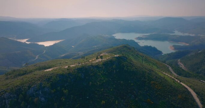seada viewpoint in vila de rei portugal with zezere river in the background wide shot