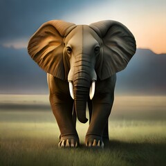 Fototapeta na wymiar elephant at sunset generative ai