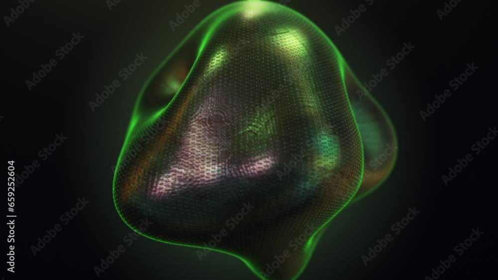 Poster digital sphere in mesmerizing motion with luminous reflections. abstract
