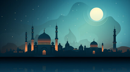 Eid Mubarak with Mosque Background Design