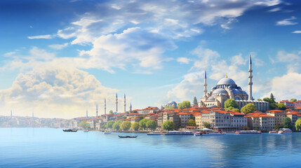 Naklejka premium Skyline Istanbul Mosque Background
