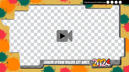 landscape 16:9 video frame. for streaming or video editing, with a modern layout and summer bright scheme color 2024 - obrazy, fototapety, plakaty