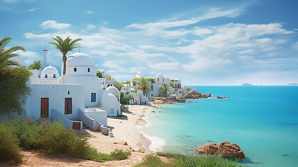 Beautiful Tunisia Djerba island Guellala village - obrazy, fototapety, plakaty