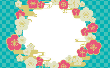 梅柄の和風の背景イラスト