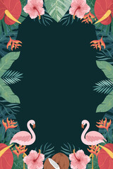 Tropical Leaf Illustration Frame Background
