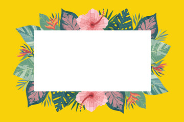 Obraz premium Tropical Leaf Illustration Frame Background