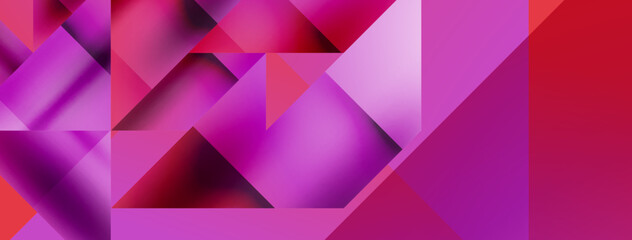 Obraz premium Vivid abstraction unfolds. Triangles in seamless harmony, composing dynamic geometric backdrop. Interplay of angles and hues forms captivating tapestry, evoking modernity and artistic allure