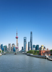 Fototapeta premium Panoramic skyline of Shanghai on a high-rise building